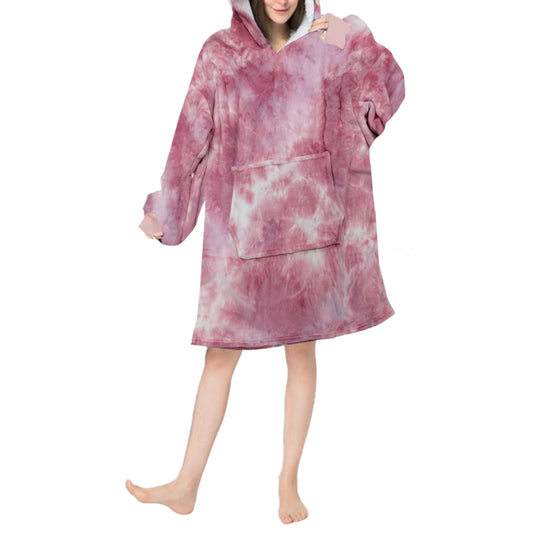 Unisex Dye Hoodie Oversized Hoodie Blanket Sherpa Blanket Hoodie Fleece Blanket Pink