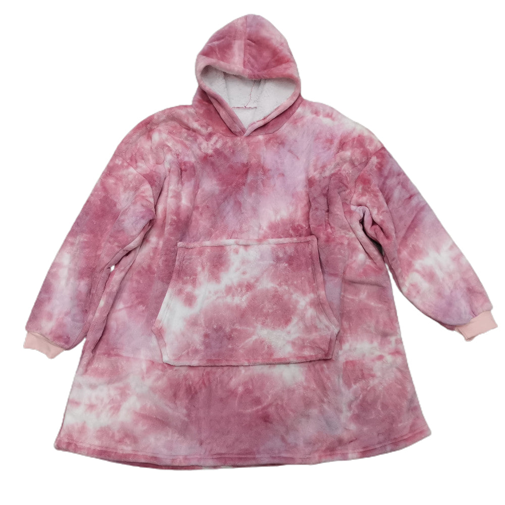 Unisex Dye Hoodie Oversized Hoodie Blanket Sherpa Blanket Hoodie Fleece Blanket Pink