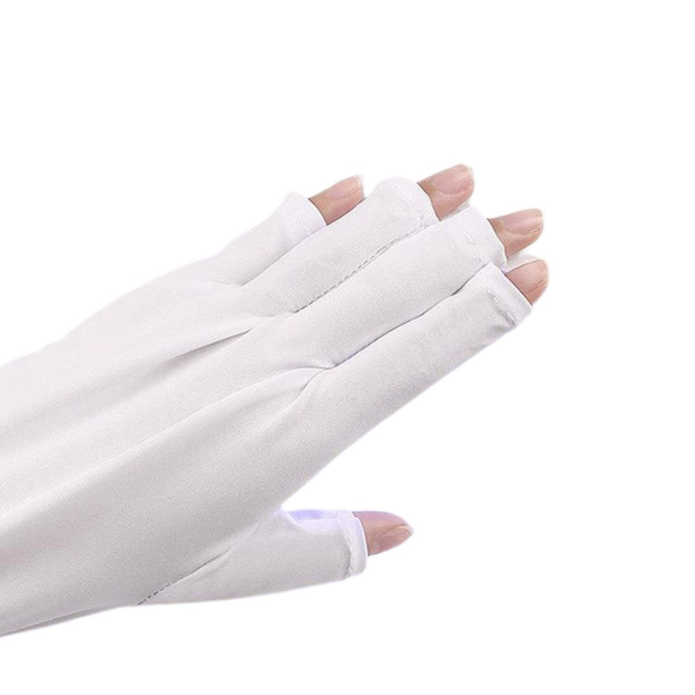 Two Pairs of Anti UV Gloves UV Shield Gloves Fingerless Manicure Nail Tool