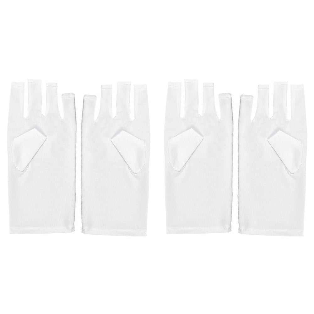 Two Pairs of Anti UV Gloves UV Shield Gloves Fingerless Manicure Nail Tool