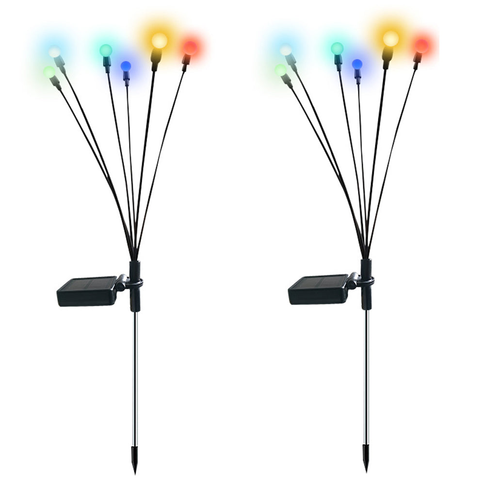 2X Solar Firefly Light Ground Patio Stake Walkway Lamp Garden Decor Colored