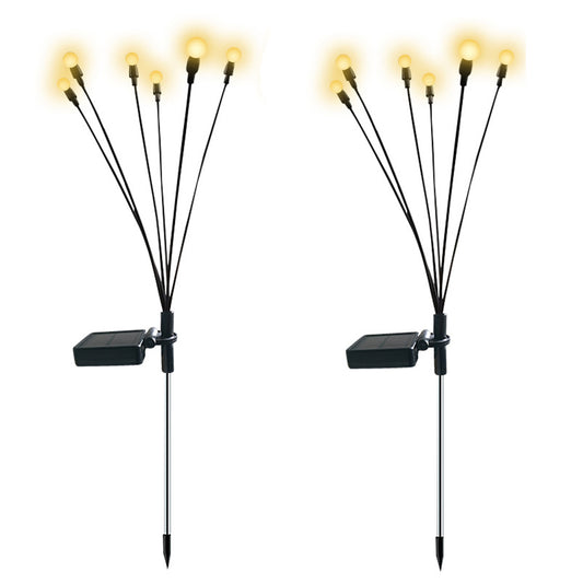 2X Solar Firefly Light Ground Patio Stake Walkway Lamp Garden Decor Warm Color