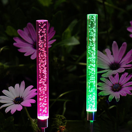 2PCS Solar Bubble Tube Lamp Ground Lights Patio Stake Walkway Lamp Garden Decor