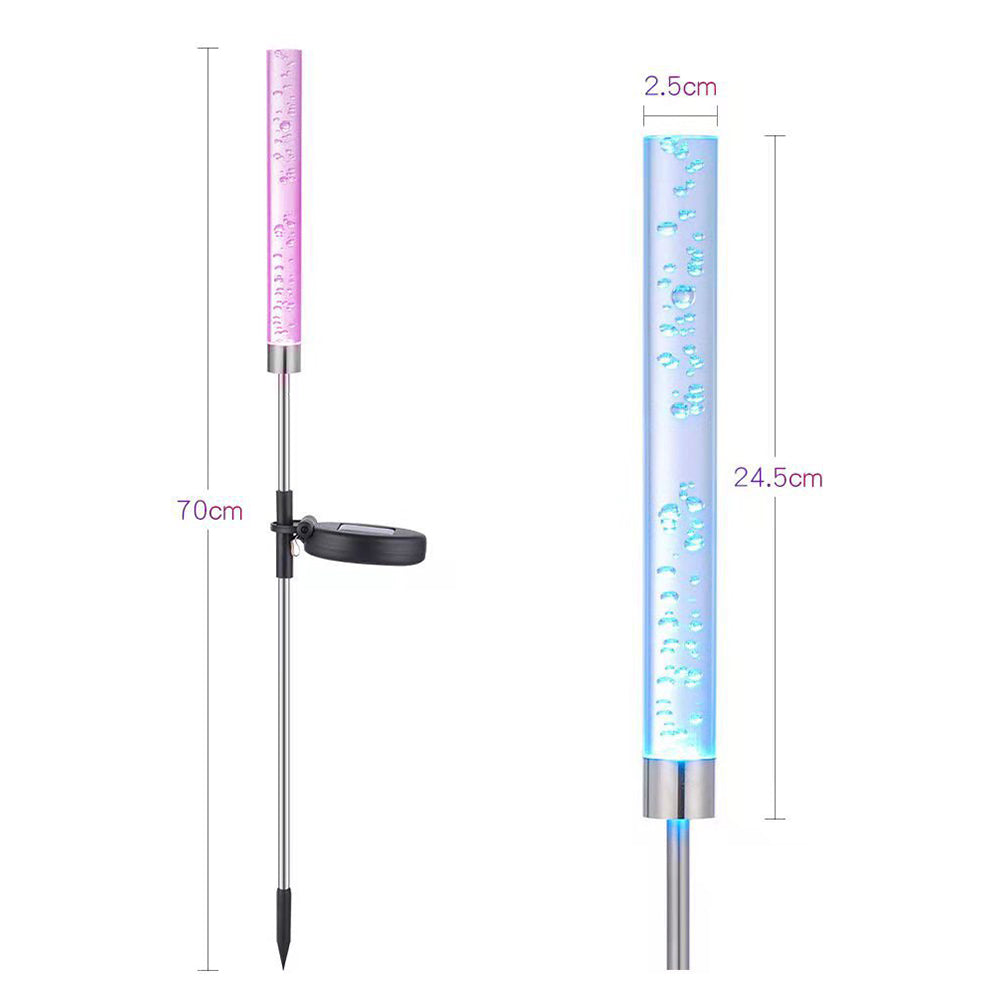 2PCS Solar Bubble Tube Lamp Ground Lights Patio Stake Walkway Lamp Garden Decor