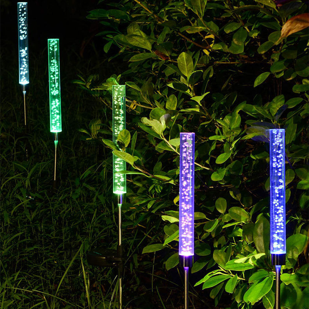 2PCS Solar Bubble Tube Lamp Ground Lights Patio Stake Walkway Lamp Garden Decor