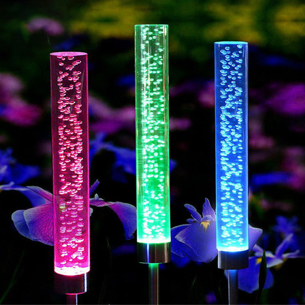 4PCS Solar Bubble Tube Lamp Ground Lights Patio Stake Walkway Lamp Garden Decor