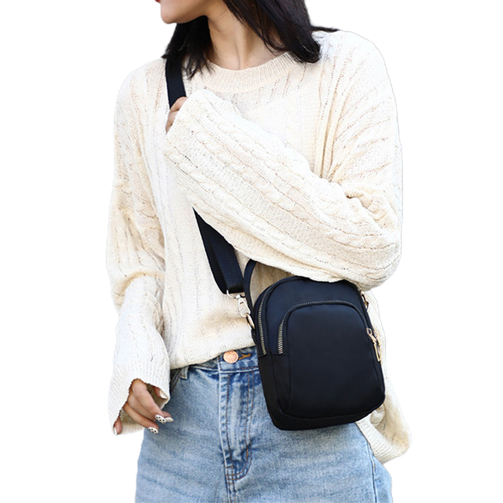 Women Nylon Crossbody Bag Shoulder Bag Black