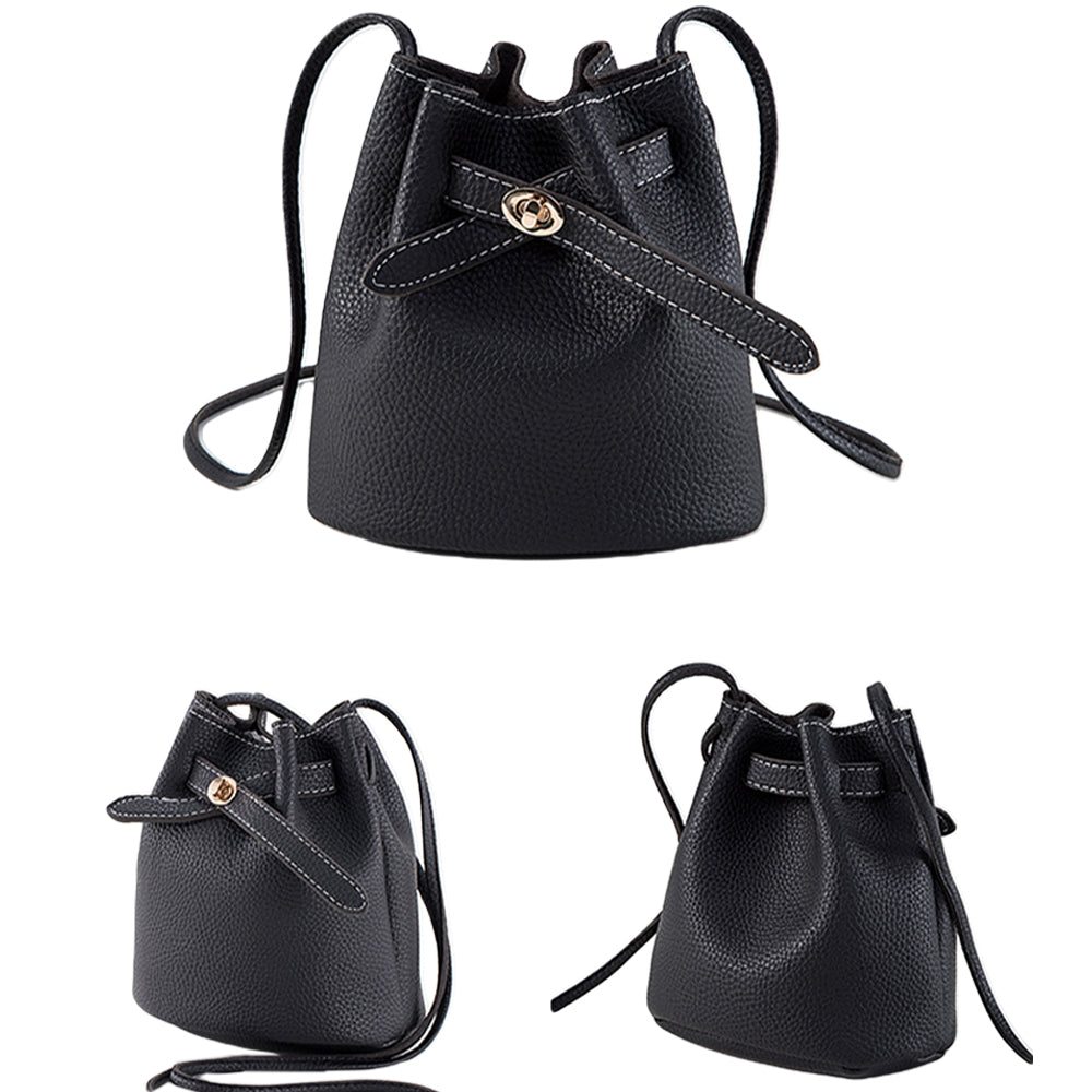 2X Women PU Leather Bucket Crossbody Bag Shoulder Bag Black Brown