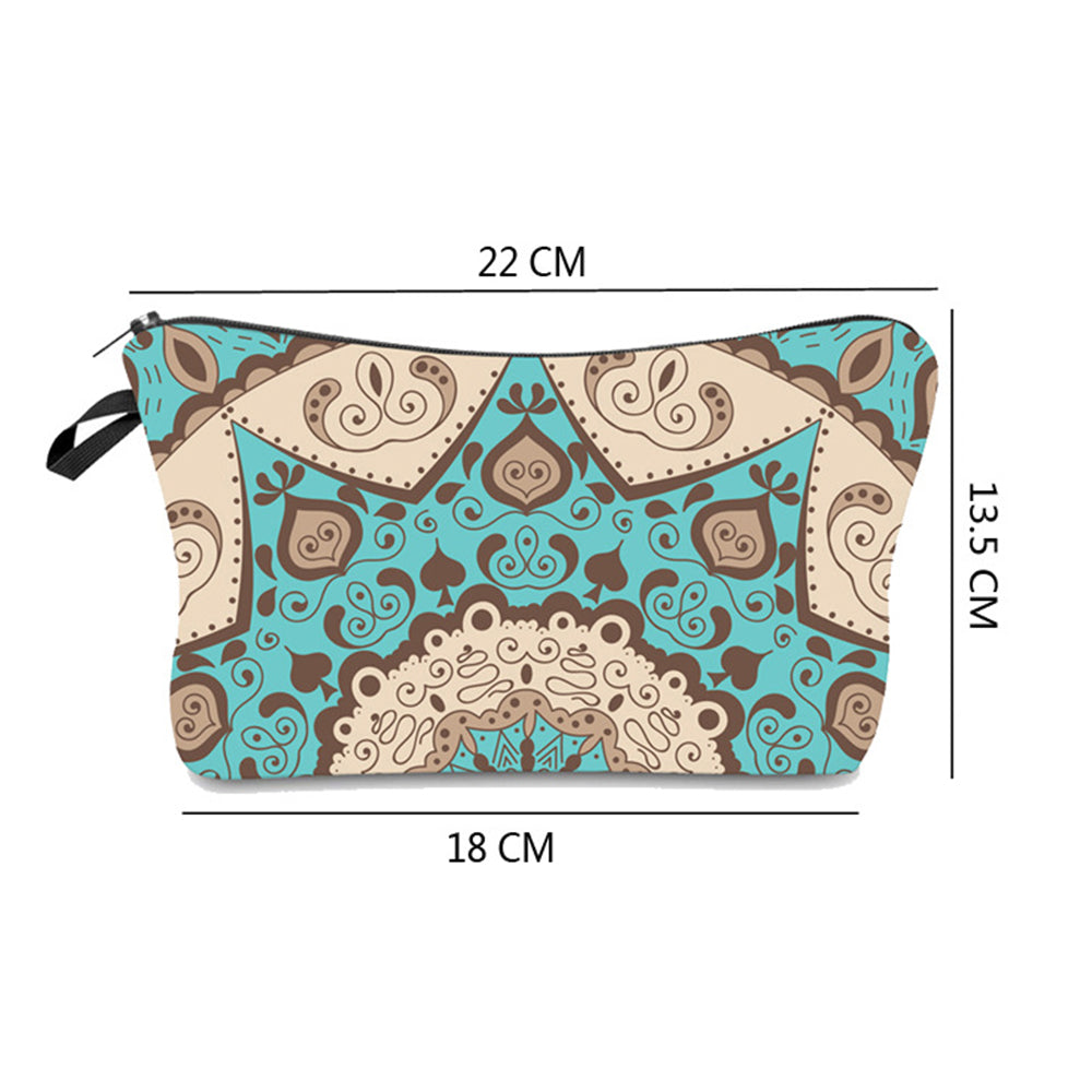 3X Mandala Printed Cosmetic Bag Makeup Bag