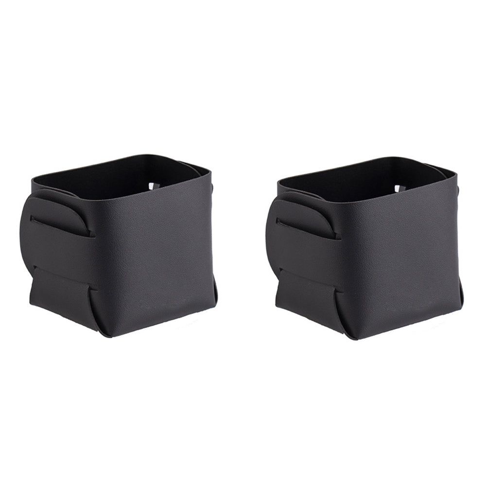 2X Makeup Brush Organizer Desktop Storage Leather Basket Pen Storage Bag Black