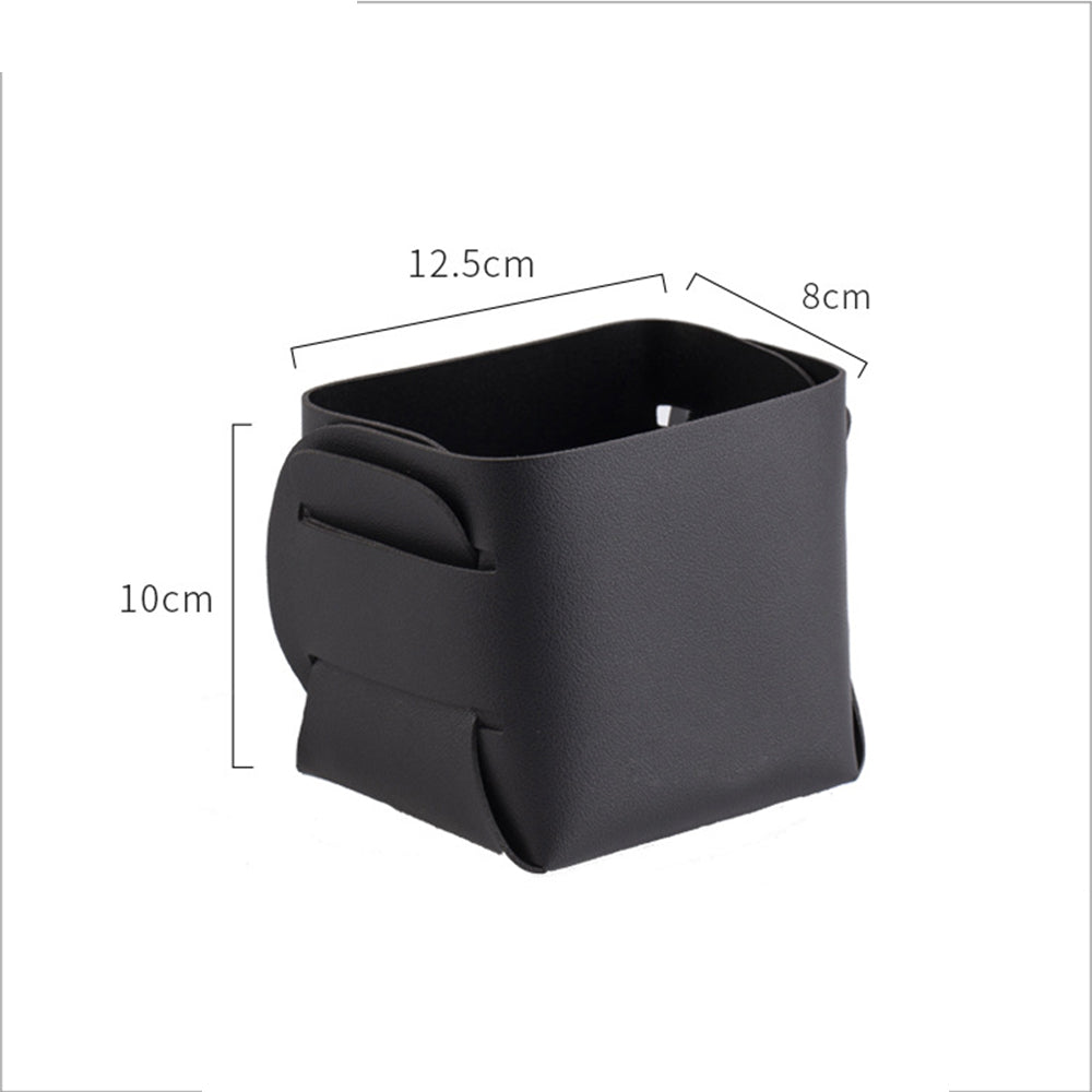 2X Makeup Brush Organizer Desktop Storage Leather Basket Pen Storage Bag Black