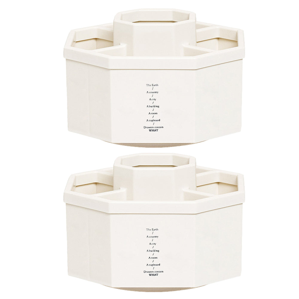 2Pcs 360 Degree Spinning Turntable Lazy Susan Desk Organizer Storage Rack White