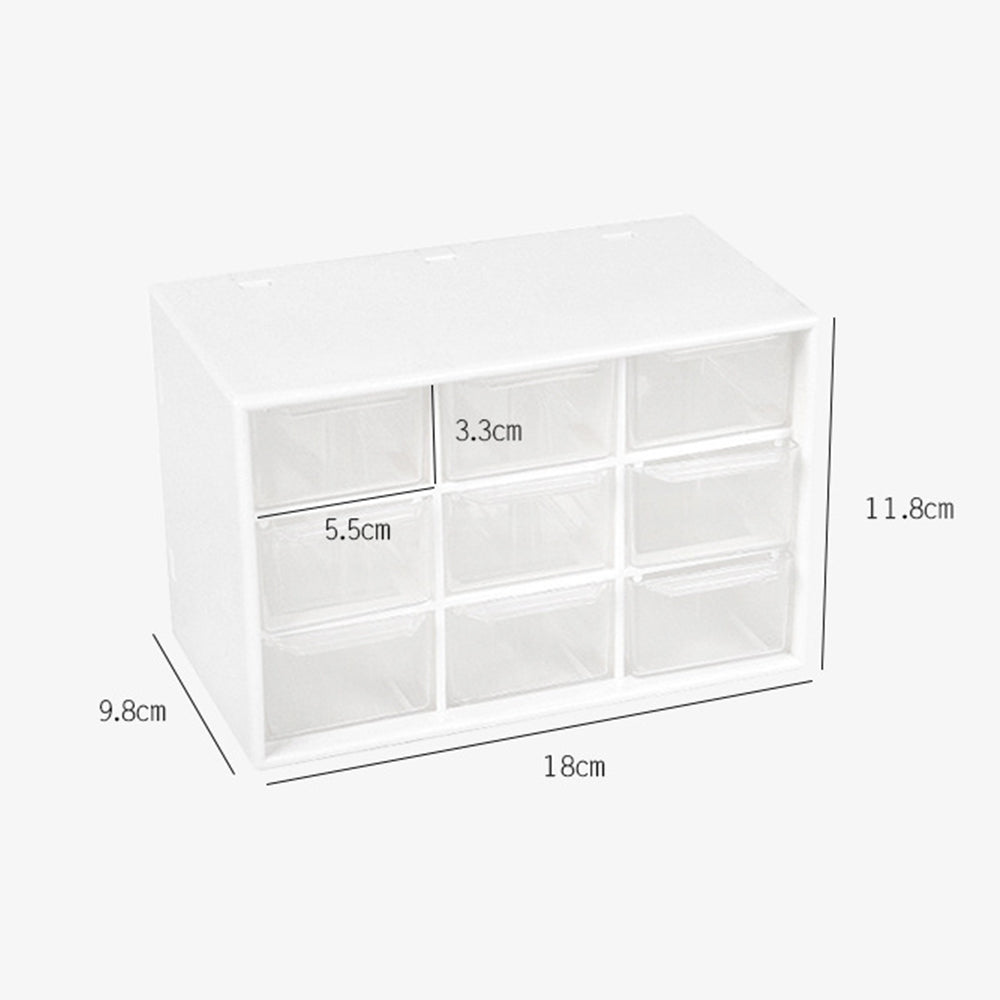 1X Desk Organizer Cosmetic Makeup Storage Box with 9 Drawers