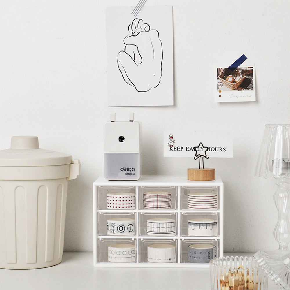 1X Desk Organizer Cosmetic Makeup Storage Box with 9 Drawers