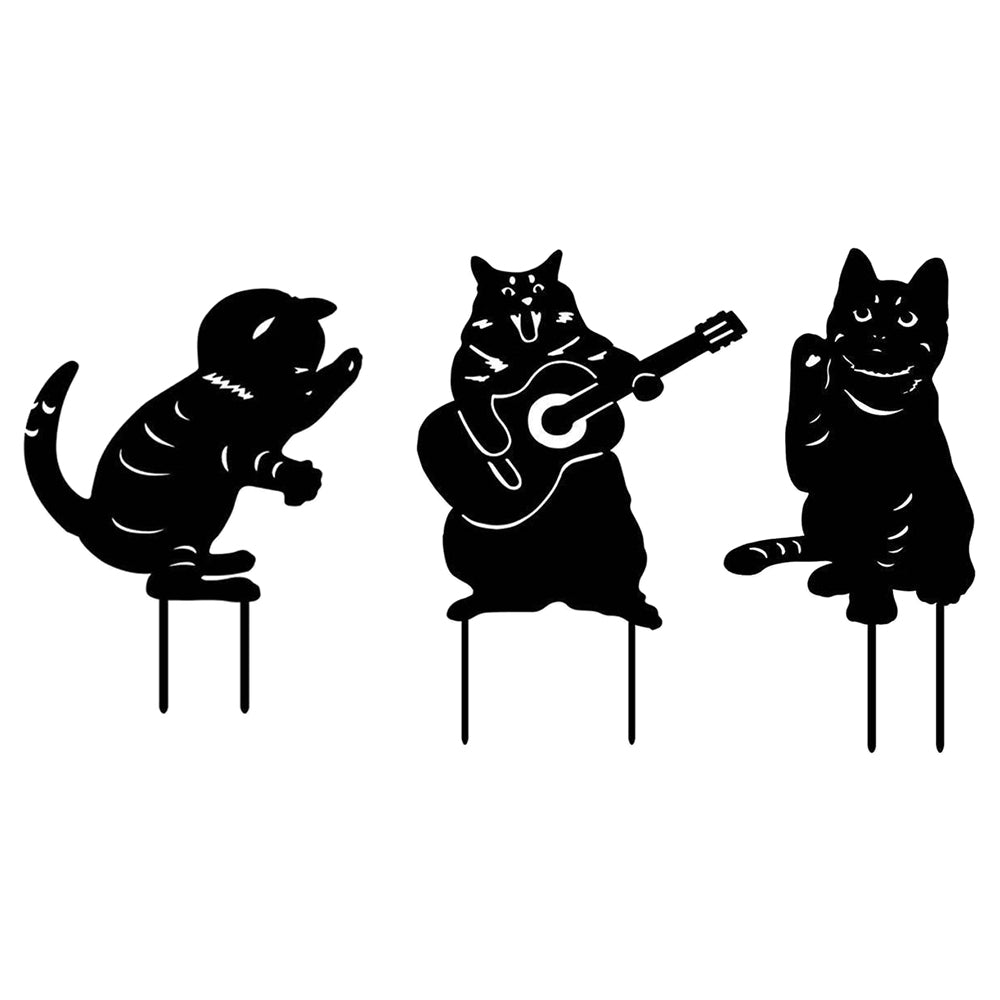 3X Cat Garden Art Acrylic Garden Sculpture Statue Home Decor Lawn Ornament
