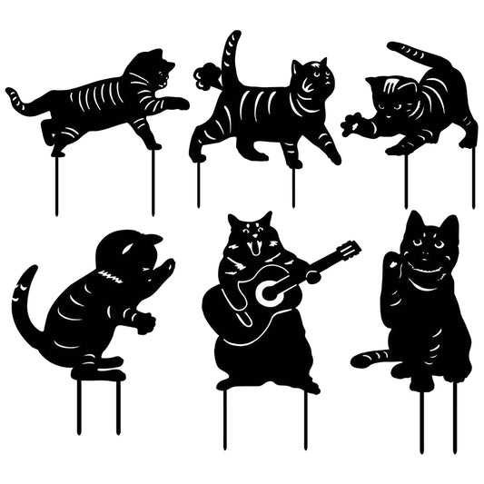 6X Cat Garden Art Acrylic Garden Sculpture Statue Home Decor Lawn Ornament