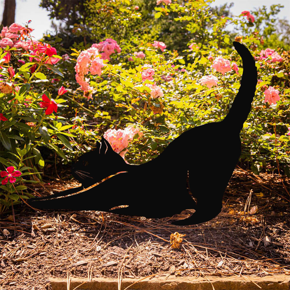 3PCS Cat Garden Art Metal Garden Sculpture Statue Home Decor Lawn Ornament