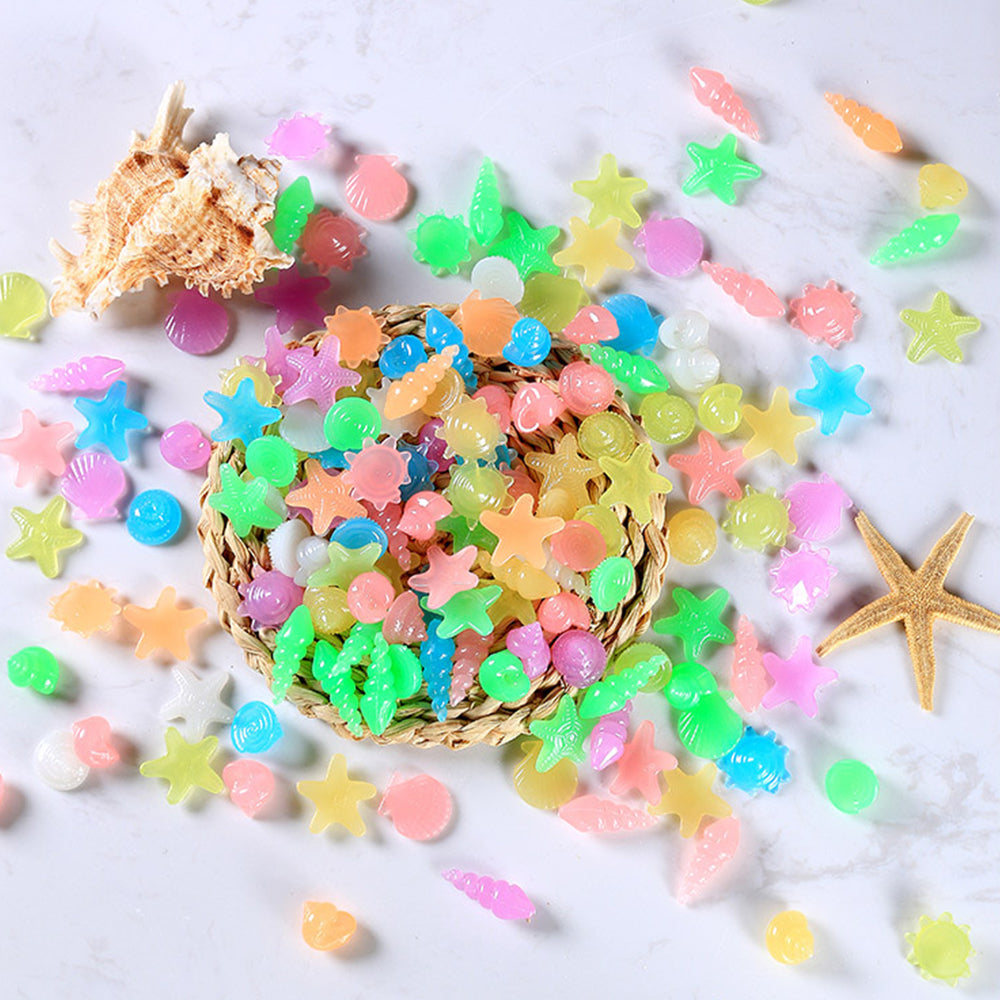 200Pcs Luminous Glowing Pebbles Stones Glow in the Dark Pebbles Fish Tank Decor