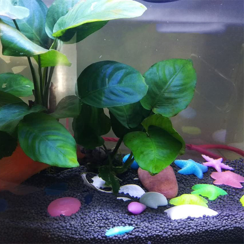 200Pcs Luminous Glowing Pebbles Stones Glow in the Dark Pebbles Fish Tank Decor