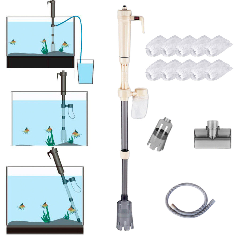 Electric Fish Tank Vacuum Cleaner Sand Washer Gravel Cleaner with Filter Bag