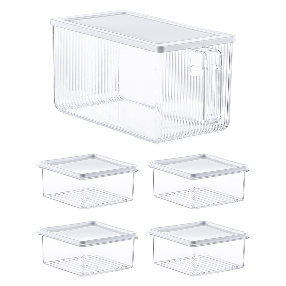 Set of 5 Pcs Food Storage Container Refrigerator Storage Box with Lid and Handle