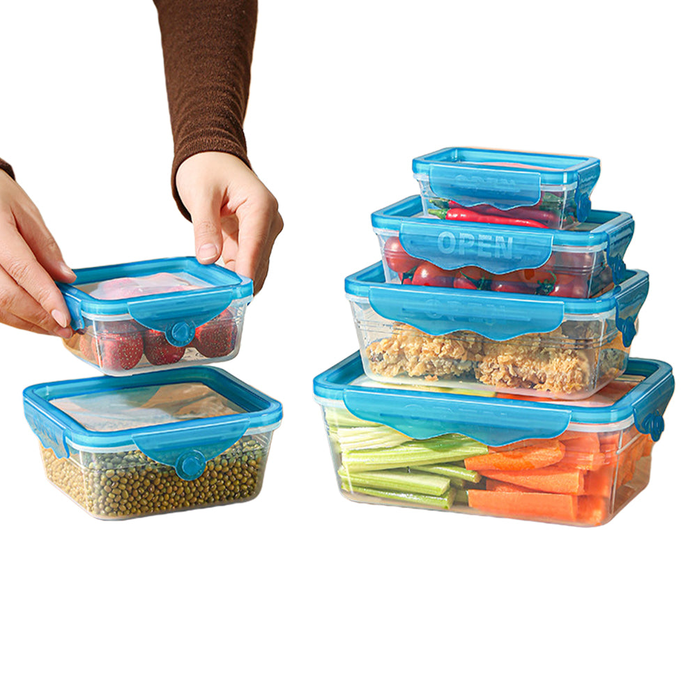 Set of 6 Pcs FDA Certified Food Storage Container Storage Box with Silicone Lid