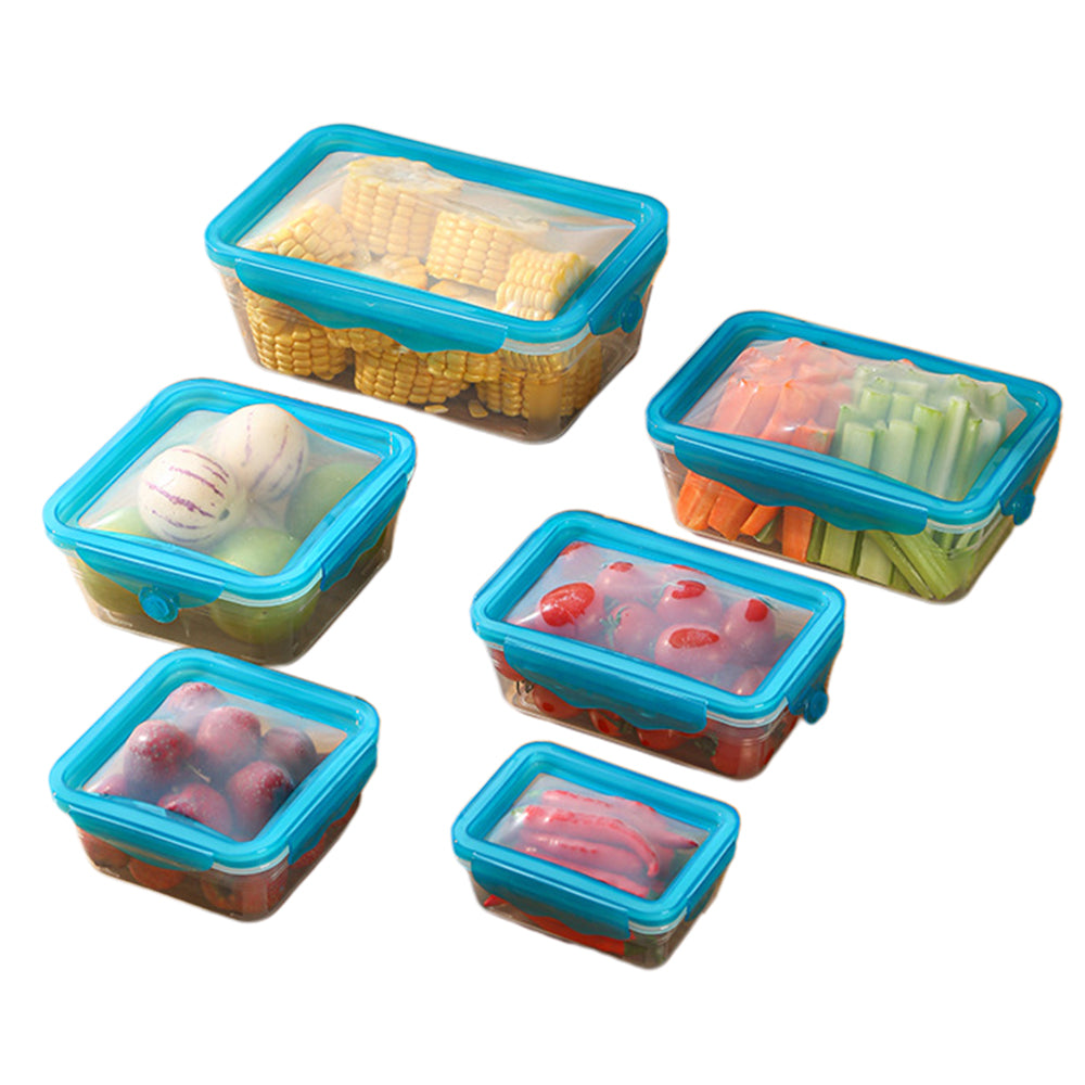 Set of 6 Pcs FDA Certified Food Storage Container Storage Box with Silicone Lid
