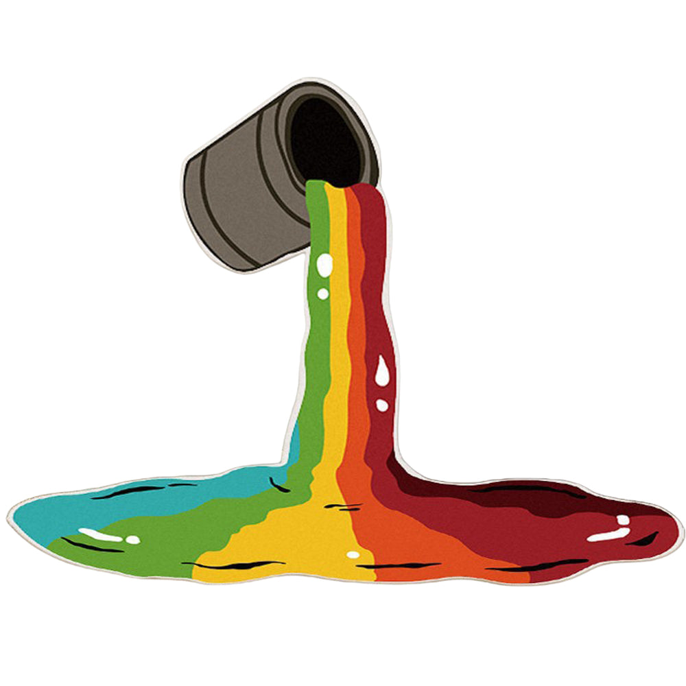 80x80cm Creative Rug Rainbow Paint Bucket Wall Art Rug Floor Mat Kids Bedroom Carpet