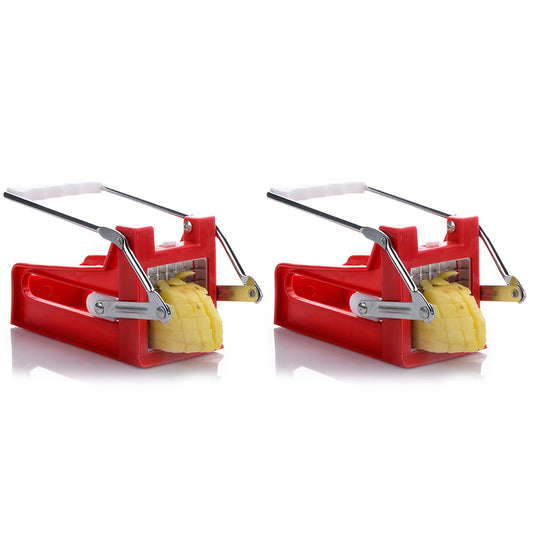 2X Potato Chipper Chip Cutter Kitchen Vegetable Slicer Potato Cutter with 2 Blade