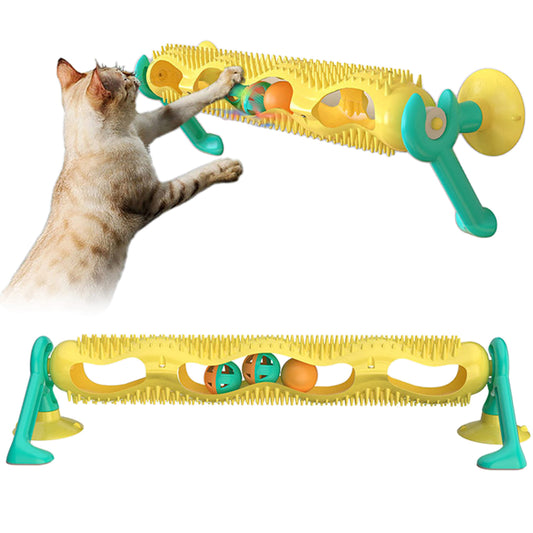 1X Interactive Tunnel Track Ball Kitten Toy Suction Cup Pet Toy