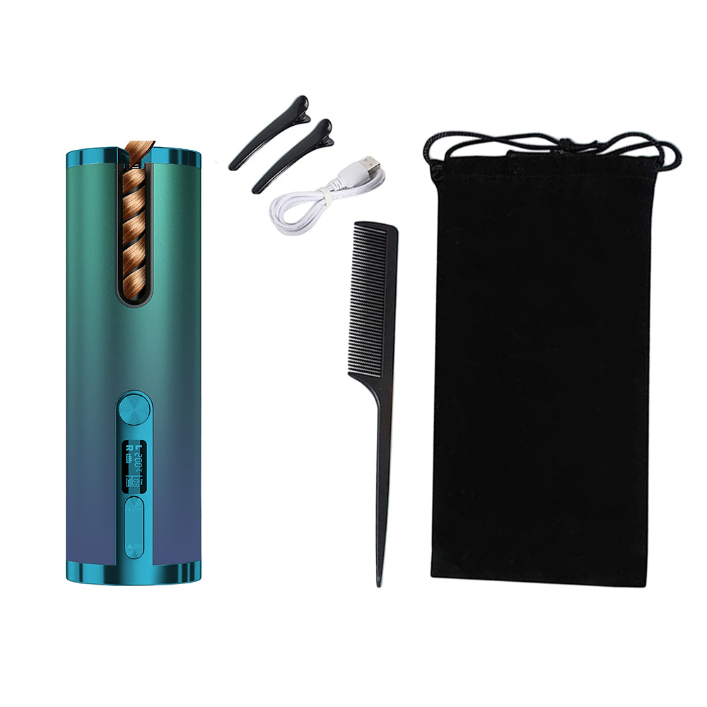 Cordless Hair Curler USB Rechargeable Auto Rotating Hair Curling Tool Blue