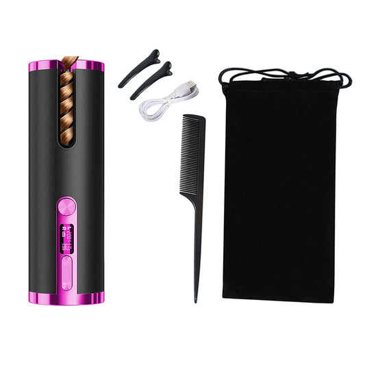 Cordless Hair Curler USB Rechargeable Auto Rotating Hair Curling Tool Grey