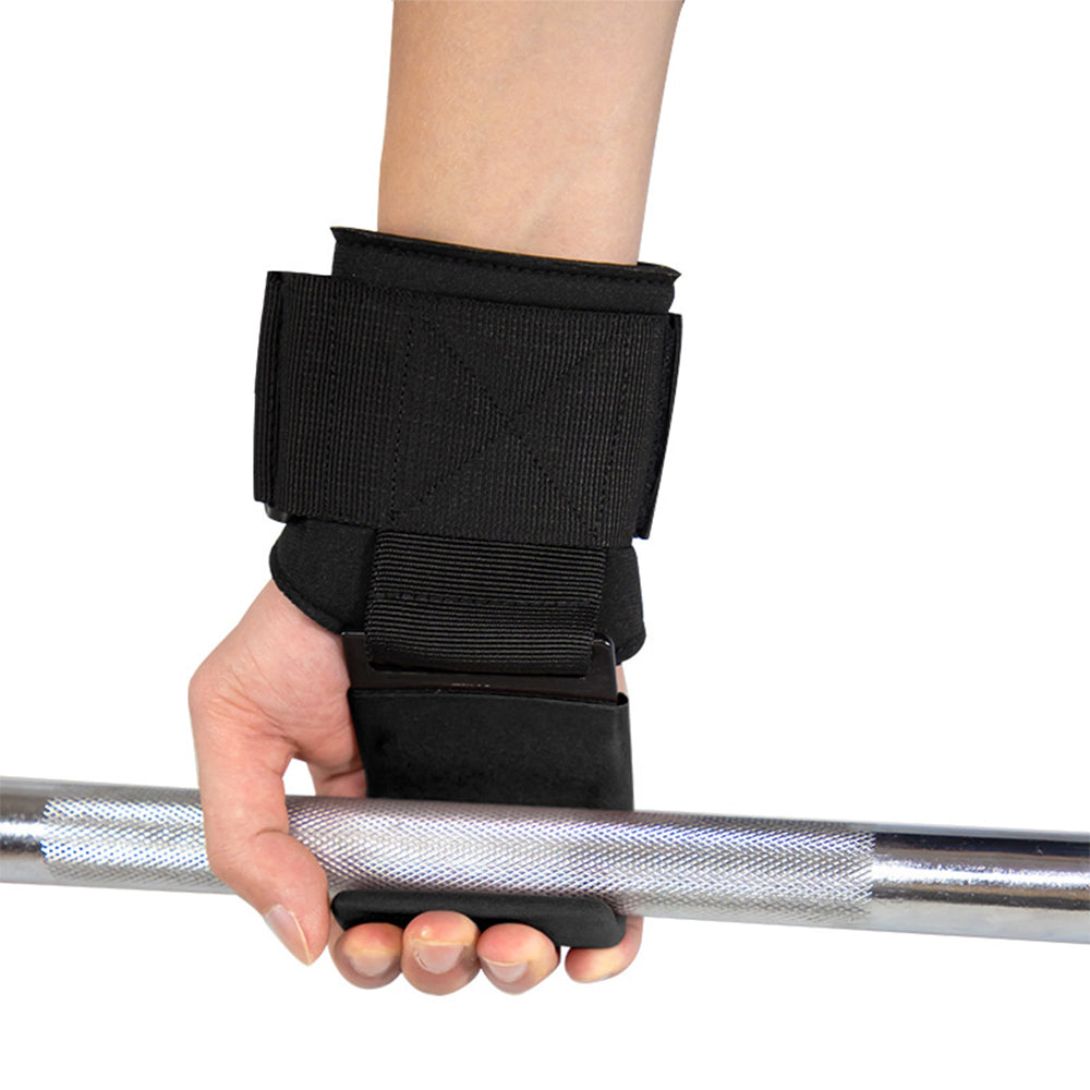 Weight Lifting Hook Hand Grip Support Wrist Straps Powerlifting Grips Gym Black