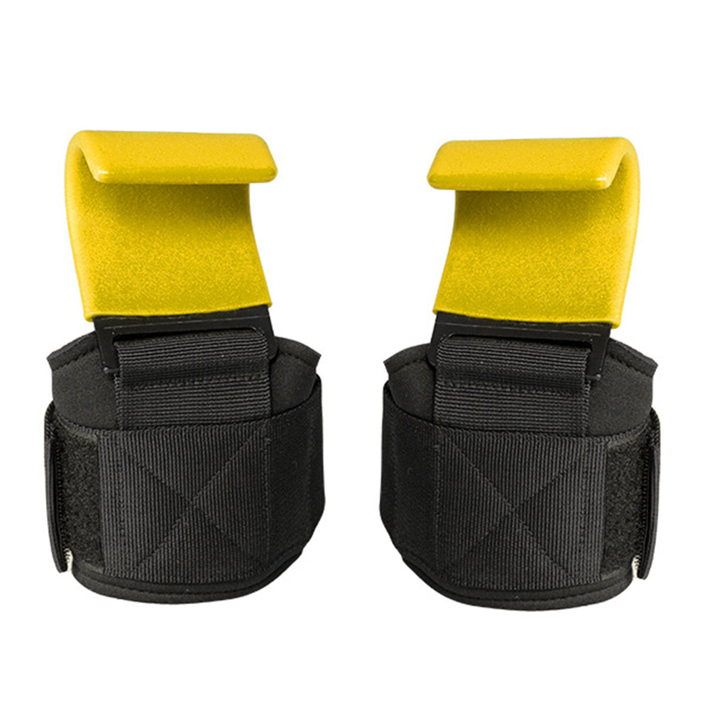 Weight Lifting Hook Hand Grip Support Wrist Straps Powerlifting Grips Gym Yellow
