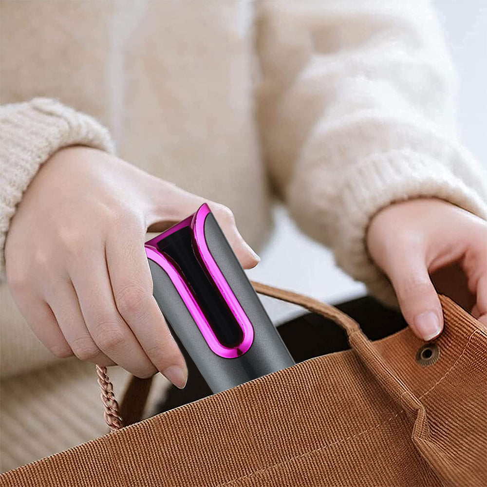 Cordless Hair Curler USB Rechargeable Auto Rotating Hair Curling Tool Grey