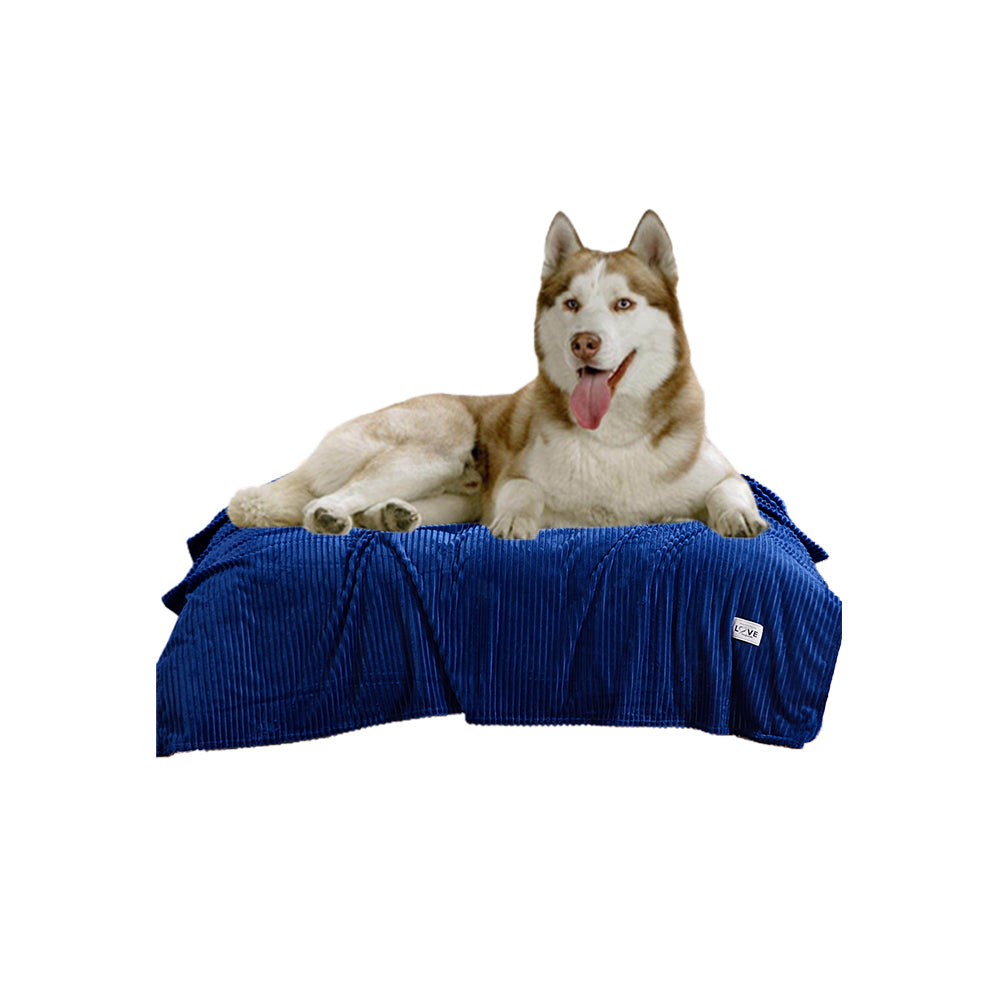 2X Pet Blanket Bed Throws Mat Cat Dog Flannel Blanket Grey Blue