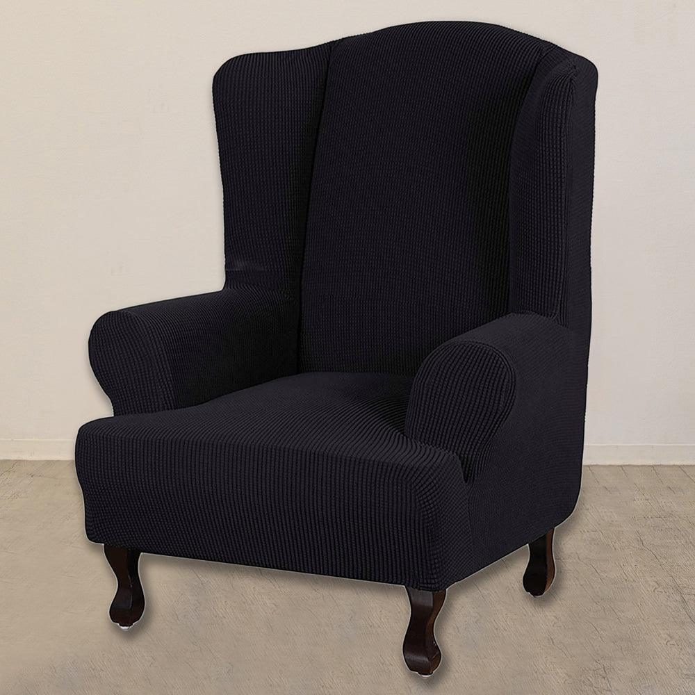 Wingback Chair Cover Stretch Armchair Wing Chair Slipcover Wing Back Chair Cover Black