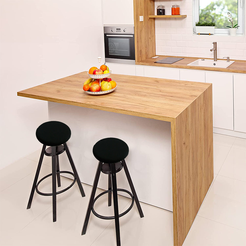 4Pcs 30x10cm Stretch Round Bar Stool Cushion Cover Seat Cover Seat Slipcover Black