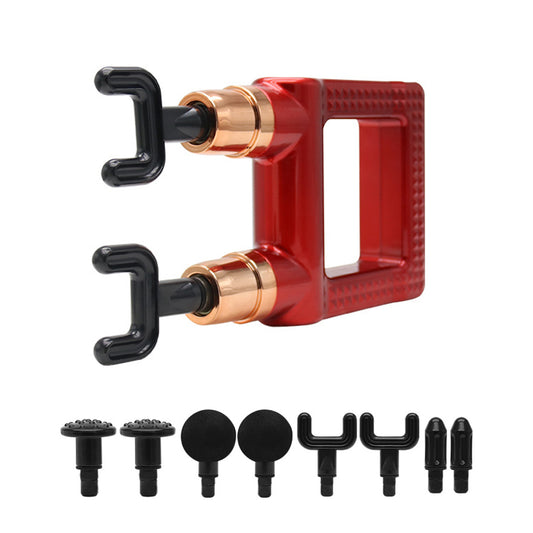Dual Heads Muscle Massager Gun Muscle Relaxing Massager with 8 Massager Heads Red