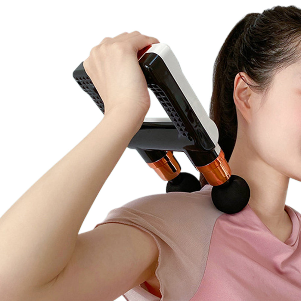 Dual Heads Muscle Massager Gun Muscle Relaxing Massager with 8 Massager Heads White