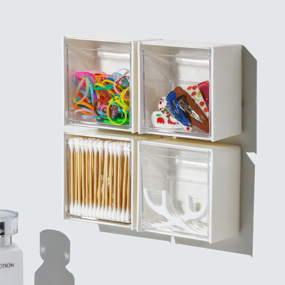 Wall Mounted Storage Box Cotton Swab Dental Floss Makeup Pads Storage Organizer