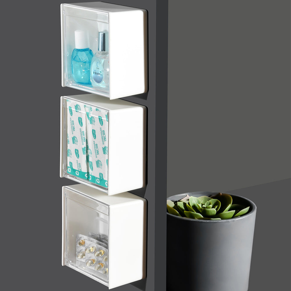 Wall Mounted Storage Box Cotton Swab Dental Floss Makeup Pads Storage Organizer