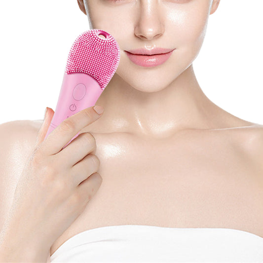 Silicone Electric Face Cleansing Brush Facial Skin Massager Pink
