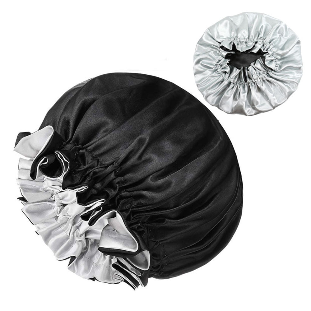 4Pcs Solid Color Women Satin Sleeping Cap Wrap Hair Bonnet Elastic Headwear
