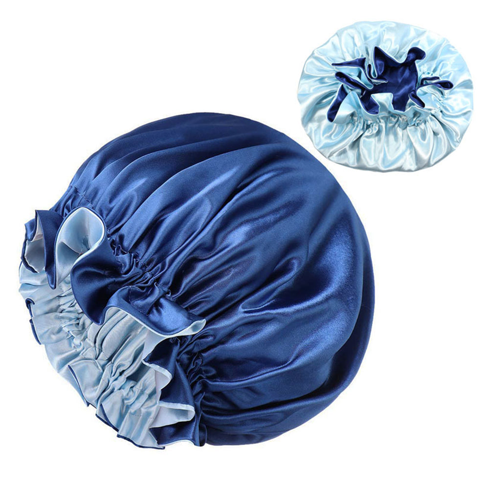 4Pcs Solid Color Women Satin Sleeping Cap Wrap Hair Bonnet Elastic Headwear