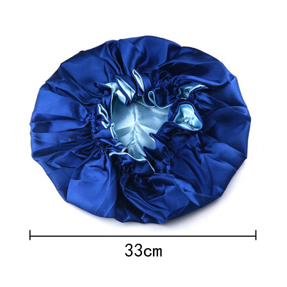 4Pcs Solid Color Women Satin Sleeping Cap Wrap Hair Bonnet Elastic Headwear