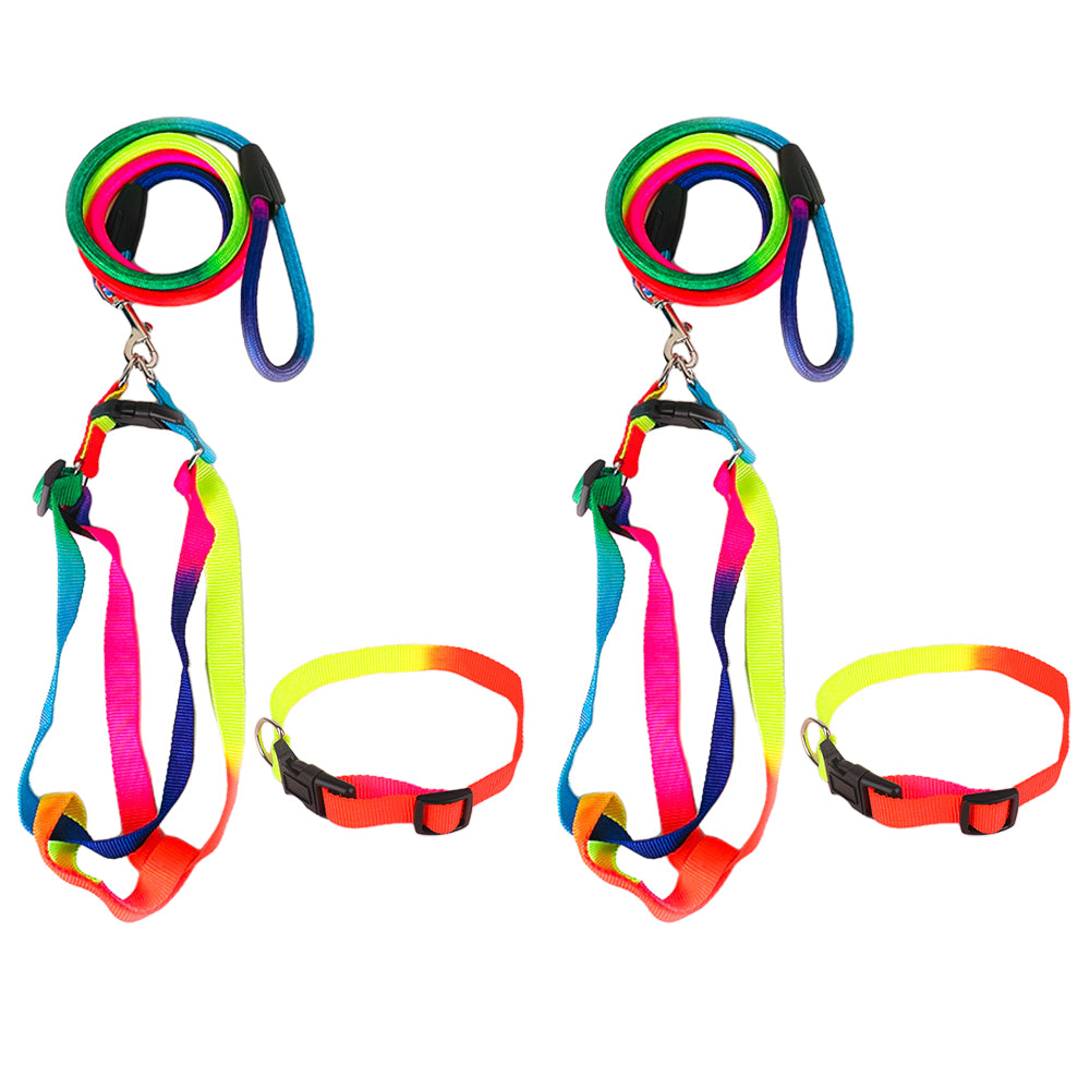 2X Pet Harness Pet Collar with Leash Set Dog Walking Vest for Cat Puppy Small