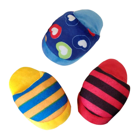 3Pcs Pet Slippers Squeaky Toys Dog Chew Puppy Doggie Toys Stuffed Plush Toys