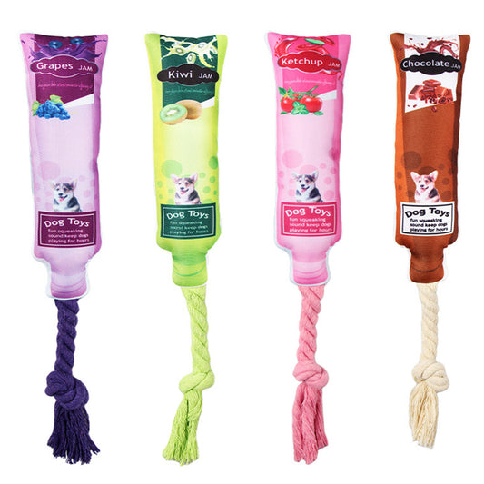 4Pcs Pet Squeaky Toys Dog Chew Toys Jam Shape