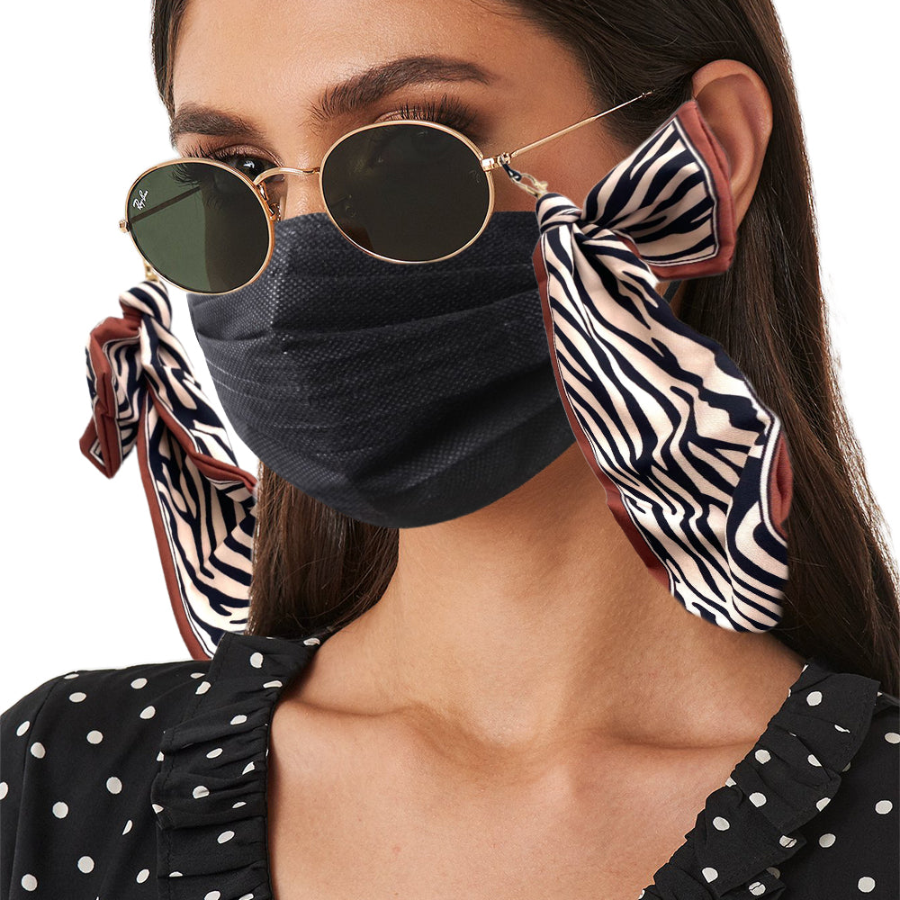 3Pcs Bohemian Silk Scarf Mask Hanging Lanyard Boho Glasses Chain Rhombus Print